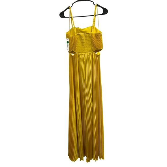 Alice + Olivia $595 Accordion Wide Leg Cut Out Yellow Jumpsuit Sz 6 NWT - Picture 7 of 8